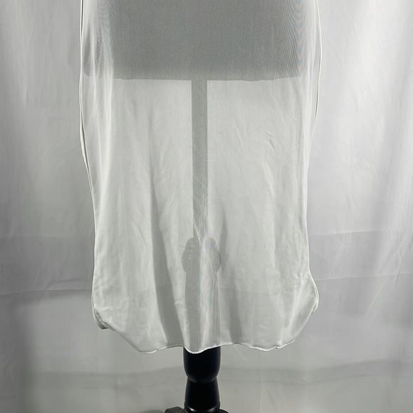 Sheer white sleeveless swim cover, tunic, top, peek a boo slits on side, Large - Picture 3 of 10